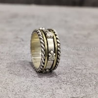Srebrni spinner, prsten za meditaciju, srebrni prsten, predenje, dva tonska prstena, fidgetski prsten,