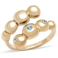 Luxe nakit dizajnira ženska ruža zlatna jonska prstena od nehrđajućeg čelika s morskim plavim kristalima