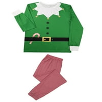 Suantret Usklađivanje obiteljske božićne pidžame dugih rukava okrugli vrat hlače set noćne odjeće za
