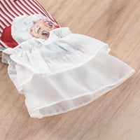 Bagilaanoe Toddler Baby Girg Božićne odjeće Santa Claus Ispis Košulje s dugim rukavima Tors + ruffle
