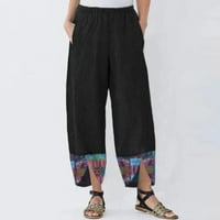 Jsaierl ženske pamučne pantalone casual visoke struk hlače labave fit cvjetne pantalone za crtanje lagane