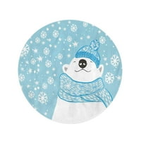 Okrugli ručnik za plažu Blake Plavi šešir Polarni medvjed zimski odmor Snowflake Božić hladni putni