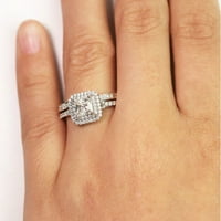 1.25CT Princeza i okrugli rez Moissine 18k Bijelo zlato preko dvostrukog halo prstena za žene za poklone Svadbena posebna prilika