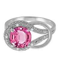 Mauli dragulji za žene 1. Carat Pink Topaz i Diamond Love Knot prsten 4-prong 10k bijelo zlato