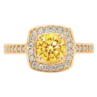 1.4ct okrugli rez žuta simulirana dijamant 14k žuto zlato ugraviranje izjava bridalna godišnjica angažman