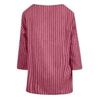 Taotanxi Žene Ležerne prilike Leasule V-izrez Stripe Ispit Nepravilna bluza vrhovi majica Žene vrhovi
