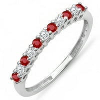 Kolekcija DazzlingRock 18k okrugli rubin i bijeli dijamantski godišnjica vjenčanica, bijelo zlato, veličina