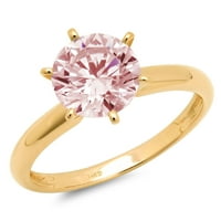 1.5ct okrugli rez ružičasti simulirani dijamant 14k žuti zlatni godišnjički zaručnički prsten veličine