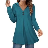 Modne žene jesen hoodie Solid Comfy dugi rukav džepni vrhovi bluza Dressy Fall majica Dukseri pulover
