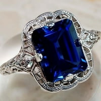 Pgeraug pokloni za žene Prirodni srebrni dragi dvorani Blue Kittle Angagement Vjenčanje prsten za vjenčanje