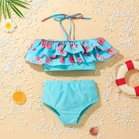 TODDLER Baby Kid Girls Dvodijelni ljetni kaiš Ispis ruffles kupaći kostimi kupaći kostim kupaći set