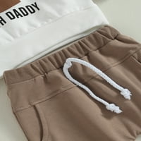 TODDLER Baby Boys Outfits ragbi slovo Ispis dugih rukava s dugim rukavima elastične hlače za djecu