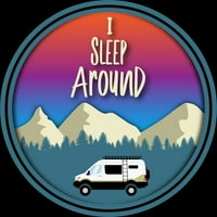 Spavajte oko Van Life Auto kampiranje i planinarenje planine Juniori Crna grafički tee - Dizajn ljudi