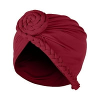 Ženske zimske kape pletenice muslimanske rufffle šešire omotaju turbane beanie kapa vina jedna veličina