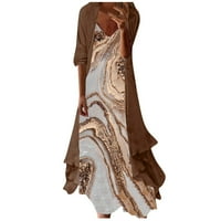Amousa ženska casual moda Print V-izrez Dugodnevna kamisole dvije set haljine