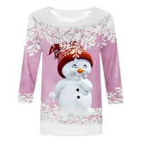 USMIXI FALD FASH FASSE ženske majice božićni vrhovi za žene slatka xmas grafika plus veličina krug pulover