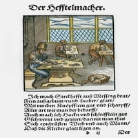 PIN proizvođači, 1568. NTHe proizvodnja igla iz mesingane žice. Woodcut, 1568, od Jost Ammana. Poster
