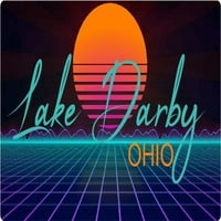Lake Darby Ohio Frižider Magnet Retro Neon Dizajn