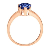 2. CT sjajan krug Clear Simulirani dijamant 18K ružičasto zlato pasijans prsten sz 5.75