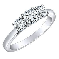 Carat okrugli rez bijeli prirodni dijamant tri kamena zaručni prsten u 14K čvrstim bijelim zlatnim prstenom