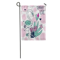 Slatko ljeto Love Flamingo Tropsko cvijeće i grafička podijeljena vrtna zastava Dekorativna zastava