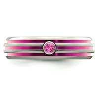Edward Mirell Titanium Trpl Groove Pink Anodizirani i ružičasti safirni prsten