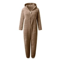 Ikevan ženski sa kapuljačom s dugim rukavima pidžama, casual zimska topla Rompe Sleep Haki XXXXL