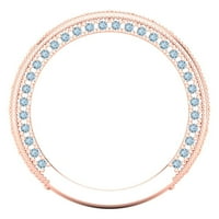1. CT sjajan okrugli rez simulirani plavi dijamant 18k 18K ružičasto zlato vječnost bend sz 5.75