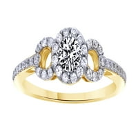 Bijeli prirodni dijamant uokvireni prsten u čvrstom zlatu