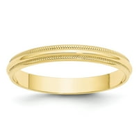 10k žuti zlatni prsten za prsten za vjenčanje Milgrain Standardna polovina