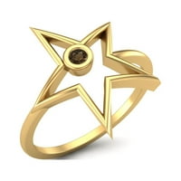 0. CTW okrugli Smoky kvarcni prsten Starling Srebrni zlatnik Vermeil Solitaire Women Vjenčani prsten