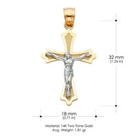 14K dva tona zlata Isus Crucifi Privjesak sa ogrlicom od pšeničnog lanca - 24
