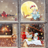 Naljepnice za božićne prozore Dvostruke bočne prozore Clanengs Snowflakessanta Claus prozorski ukrasi
