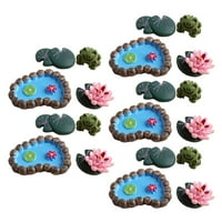 Minijaturni sinijaturni minijaturni lotos ribnjak Ornament DIY ukras za minijaturni vrt