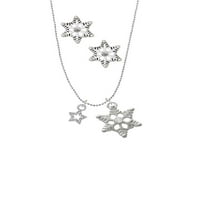 DELIGHT nakit silvertone mini čista kristalna zvijezda srebrni ton snježne pahulje šarm ogrlica i naušnice