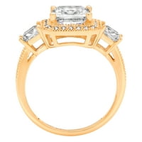 3. CT briljantna princeza Clear Simulirani dijamant 18k žuti zlatni pasijans sa akcentima Trobotan prsten