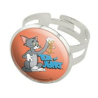 Tom i Jerry Najbolji prijatelji srebrni pozlaćeni prsten za podesivi novost