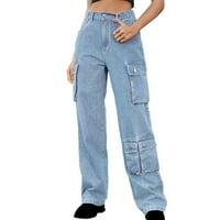 Binmer Duge pantalone za ženski modni proljetni ljetni džepni gumb Srednji struk uticaj hlače