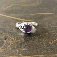 Sterling srebrni prsten za žene, prirodni ametist prsten dragulja jedinstvenog ručno izrađenog prstena