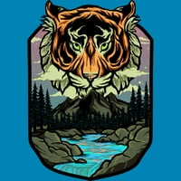 Tigar i priroda Muški tirkizni plavi grafički tee - Dizajn od strane ljudi s