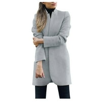 SayHi odijelo kratko otvorene žene dugački jaknski kaput dugačak čvrsti dlakavi prednji kardigan rukav