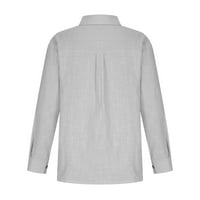 Funicet majice za žene plus veličine pune gumb dolje majice V izrez labava bluza dugih rukava ležerna