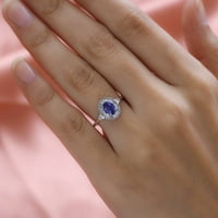 Trgovina LC Luxoro AA Blue Tanzanite Bijeli dijamant oval 10k bijeli zlatni halo prsten za žene veličine