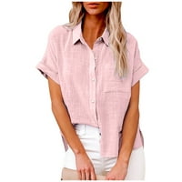 Ženski vrhovi modna majica na čvrstom gumbu ženka V-izrez labava majica Bluza Ljeto plus veličine vrhova