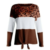 BabySbule Plus veličina Ženski džemperi Novi dolasci Ženska modna pruga Leopard Ispis Komforni dugi