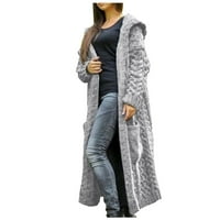 FIMKAUL ženski kardigan džemperi zimski pad plus veličina dugih rukava casual top na vrhu čvrsti čvrsti