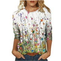 Majica s rukavima za žensku modnu ispisanu majicu Okrugli vrat labavi povremeni bluza vrhovi pulover