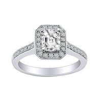 0. Radiant i okrugli oblik bijelog prirodnog dijamantskog zaručničkog prstena za uključivanje u 14K