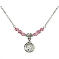 Rodijumska ogrlica sa ružičastom ružičastog oktobra mjeseca rođenja kamena perle i šarm svetog Veronika