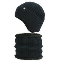 Šeširi za muškarce i ženska zima plus baršunaste zadebljane ušice i šal 2 komada crni šešir, klirens